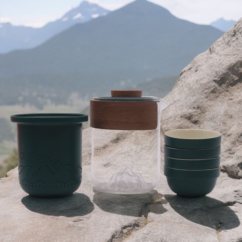 Ensemble de théière Travel Mountain - Quatre amis - Pack de voyage