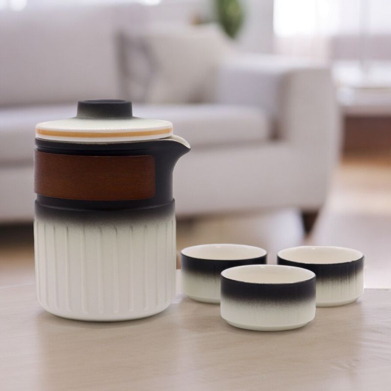 Ensemble de théière en céramique de voyage - Trois amis - Pack de voyage