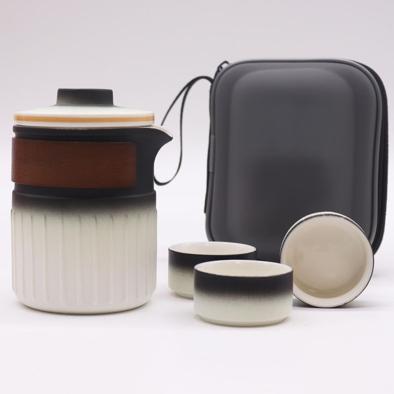 Ensemble de théière en céramique de voyage - Trois amis - Pack de voyage