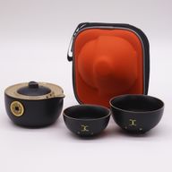 Ensemble de théière Money Cat - Deux tasses - Pack de voyage - Noir