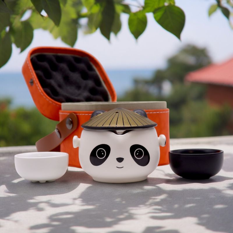 Ensemble de théière Kung Fu Panda - Deux tasses - Pack de voyage