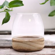 Mini Terrarium sur Bois de Tung Naturel - 10x10cm