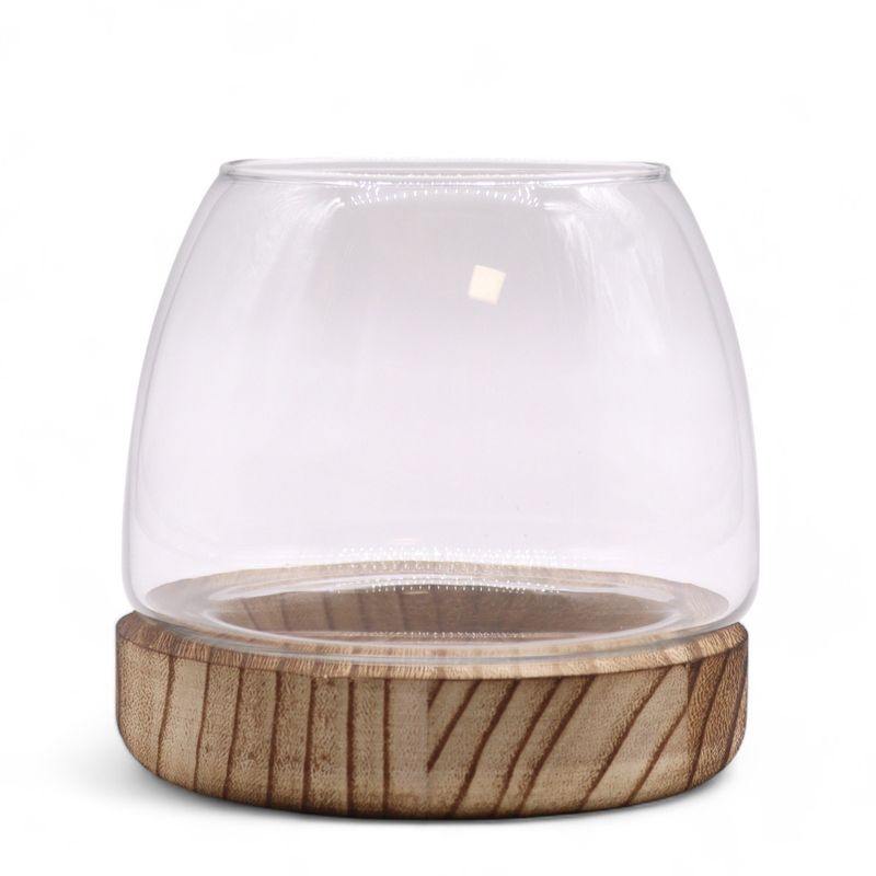 Petit Terrarium sur Bois de Tung Naturel - 13x13cm