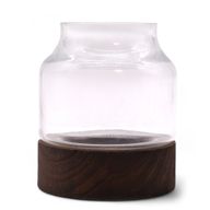Petit Terrarium de Forme sur Bois de Tung Foncé - 12x13cm