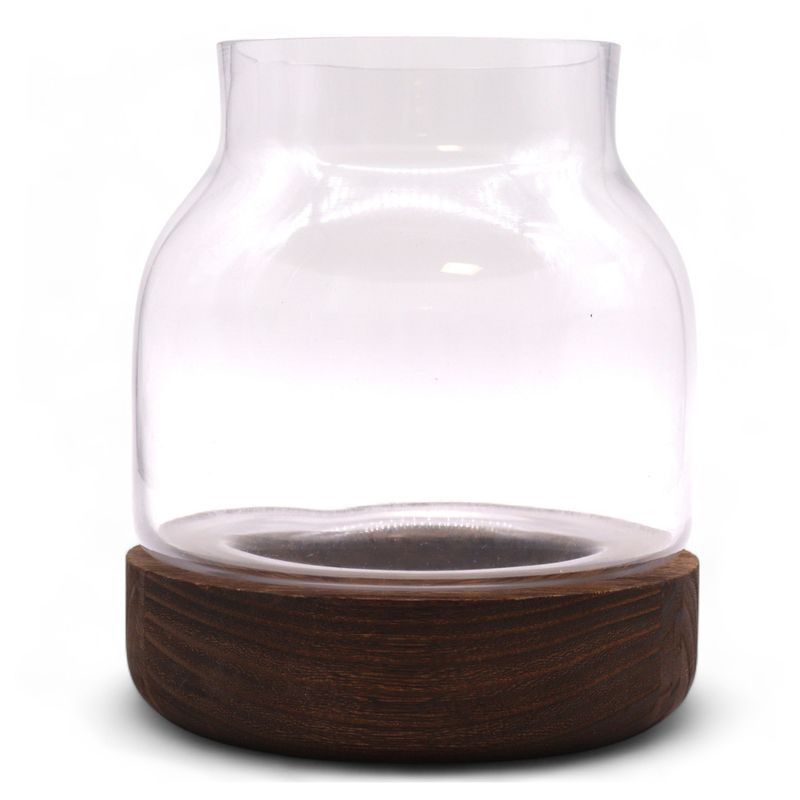 Terrarium de Forme Moyenne sur Bois de Tung Foncé - 16x18cm