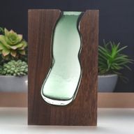Vase / Terrarium en Verre à l'intérieur de Bois de Tung Foncé - 14,5x5x23cm