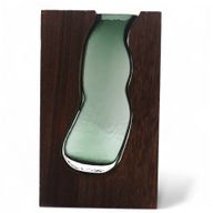 Vase / Terrarium en Verre Lrg à l'intérieur du Bois de Tung Foncé - 18x5x32cm