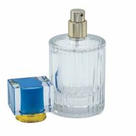 Bleu poudré - Flacon rond nervuré de 50 ml, vaporisateur et bouchon