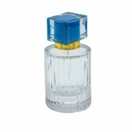 Bleu poudré - Flacon rond nervuré de 50 ml, vaporisateur et bouchon