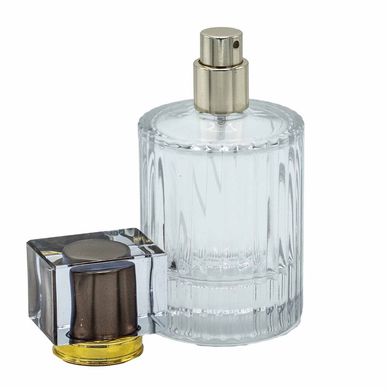 Chocolat - Flacon rond nervuré de 50 ml, spray et bouchon