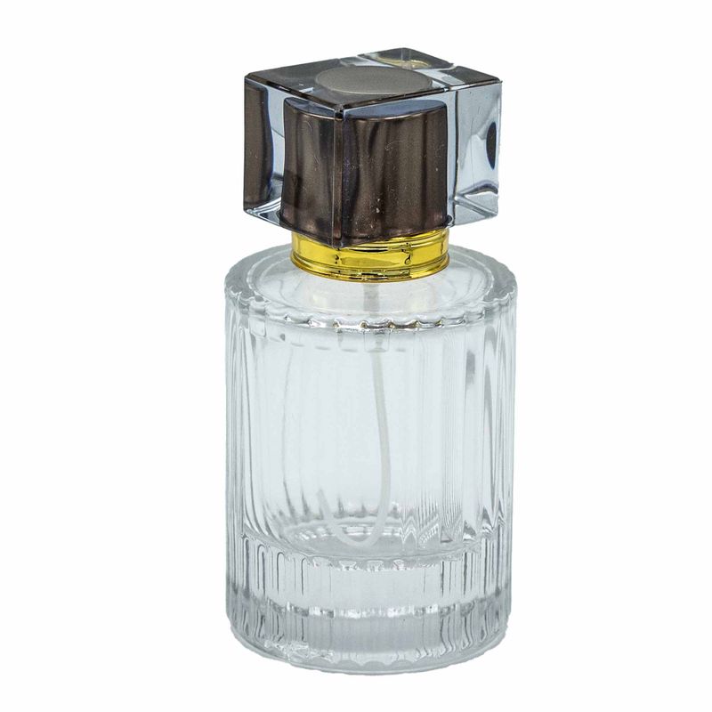 Chocolat - Flacon rond nervuré de 50 ml, spray et bouchon