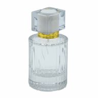 Blanc plat - Flacon rond nervuré de 50 ml, vaporisateur et bouchon