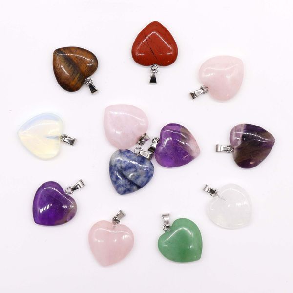 Pendentifs cœurs en pierre précieuse (12 assortis)
