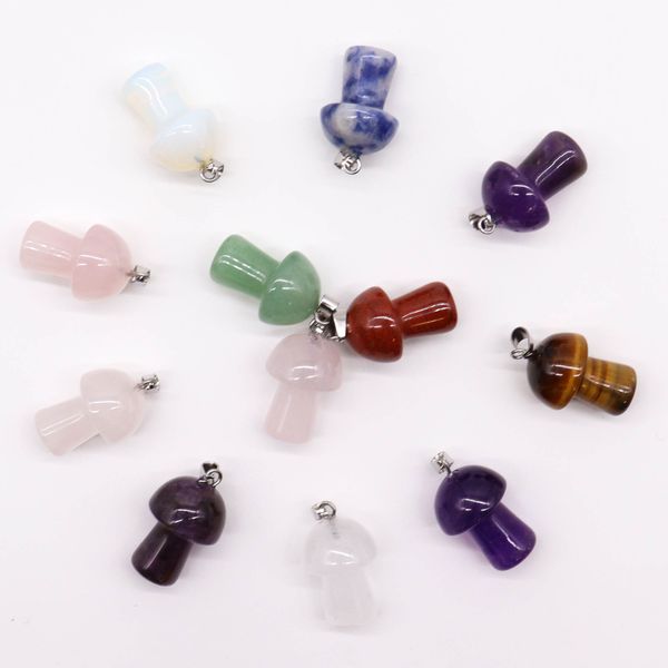 Pendentifs champignons en pierre précieuse (12 assortis)