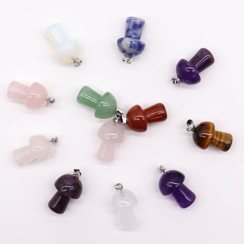 Pendentifs champignons en pierre précieuse (12 assortis)