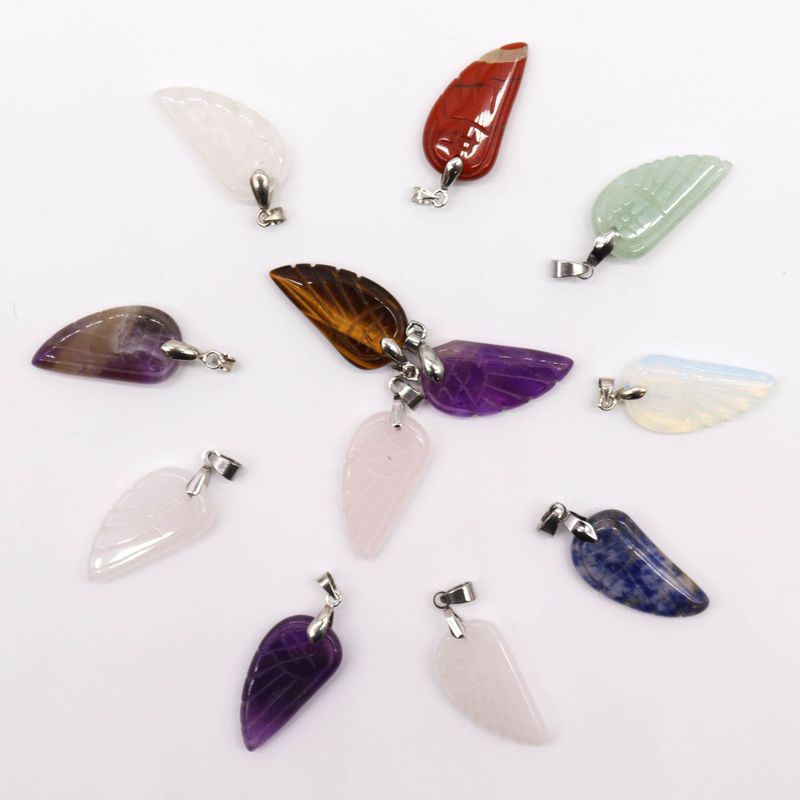 Pendentifs ailes d'ange en pierre précieuse (12 assortis)
