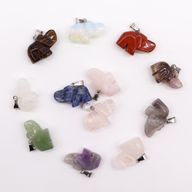 Pendentifs éléphants porte-bonheur en pierre précieuse (12 assortis)