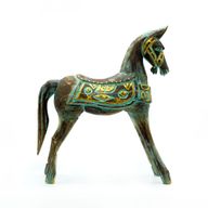 Cheval moyen doré et Turquoise 25 cm