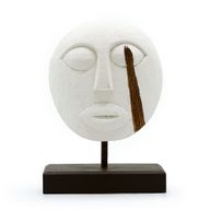 Masque Décoratif Tribal Timor - Blanc 27x20cm