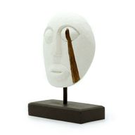 Masque Décoratif Tribal Timor - Blanc 27x20cm