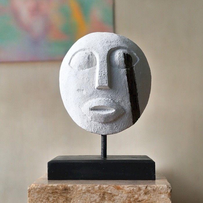 Masque Décoratif Tribal Timor - Blanc 27x20cm