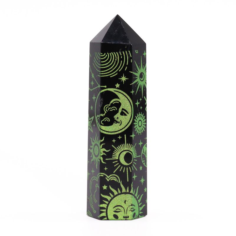 Tour d'obsidienne noire (60-70 gm 9cm) - Vert forêt
