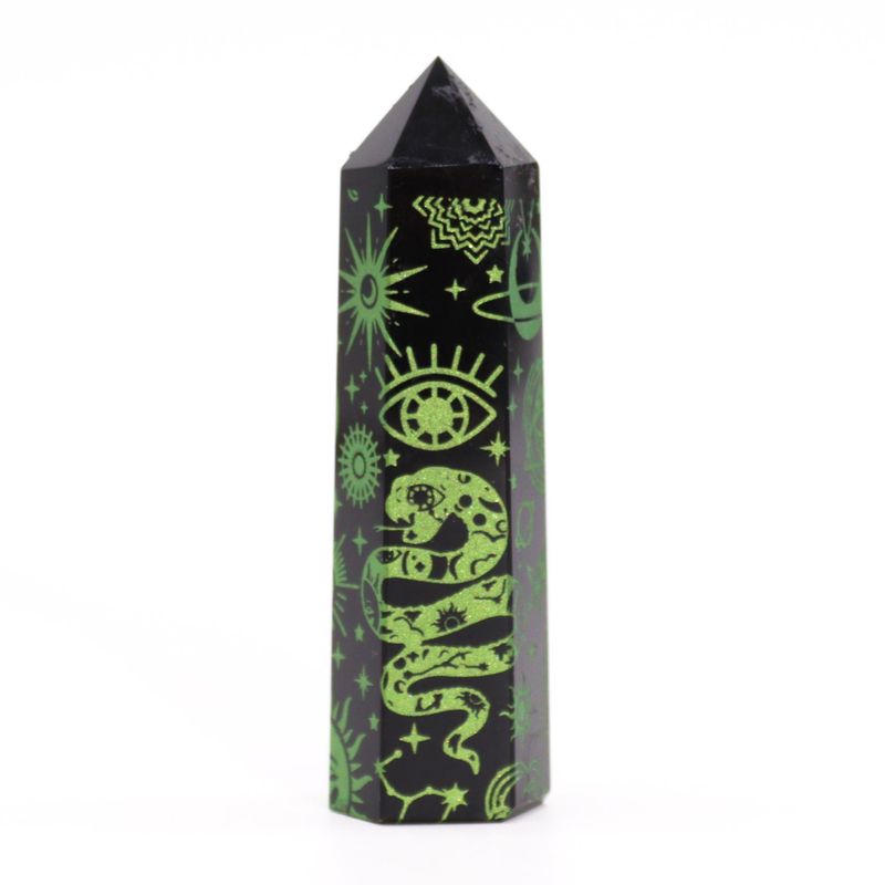 Tour d'obsidienne noire (60-70 gm 9cm) - Vert forêt