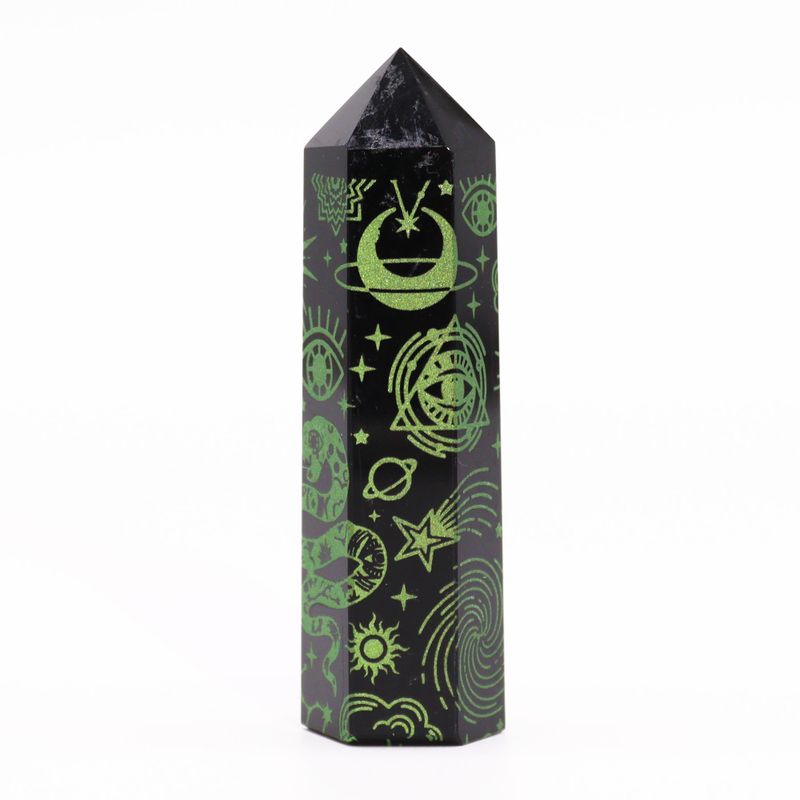 Tour d'obsidienne noire (60-70 gm 9cm) - Vert forêt