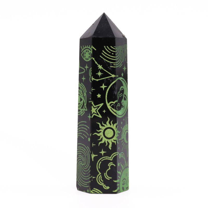 Tour d'obsidienne noire (60-70 gm 9cm) - Vert forêt