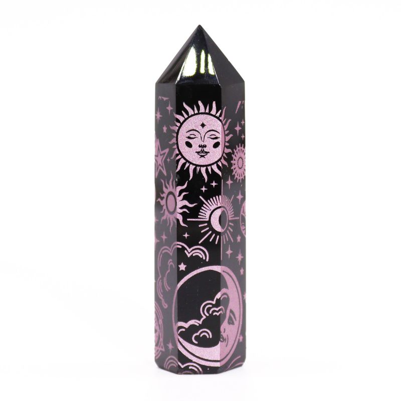 Tour d'obsidienne noire (60-70g 9cm) - Rose