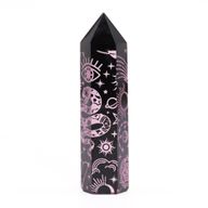 Tour d'obsidienne noire (60-70g 9cm) - Rose
