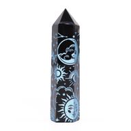 Tour d'obsidienne noire (60-70gr 9cm)- Bleu ciel