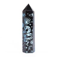 Tour d'obsidienne noire (60-70gr 9cm)- Bleu ciel