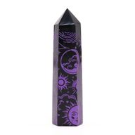Tour d'obsidienne noire (environ 60-70gr 9cm)-Violet