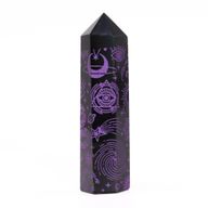 Tour d'obsidienne noire (environ 60-70gr 9cm)-Violet