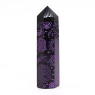 Tour d'obsidienne noire (environ 60-70gr 9cm)-Violet