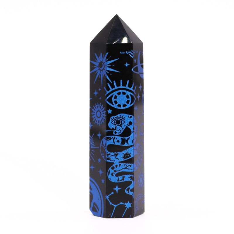Tour d'obsidienne noire (60-70gr 9cm) - Bleu nuit