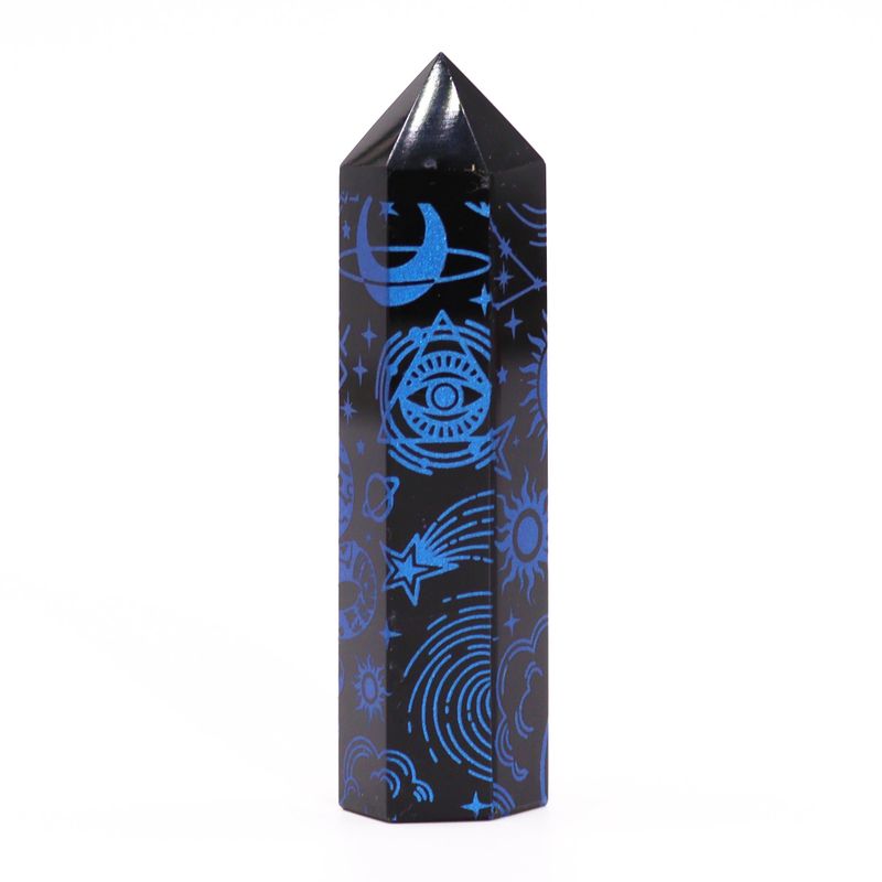 Tour d'obsidienne noire (60-70gr 9cm) - Bleu nuit