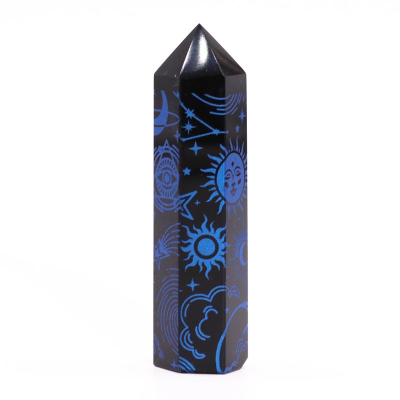Tour d'obsidienne noire (60-70gr 9cm) - Bleu nuit