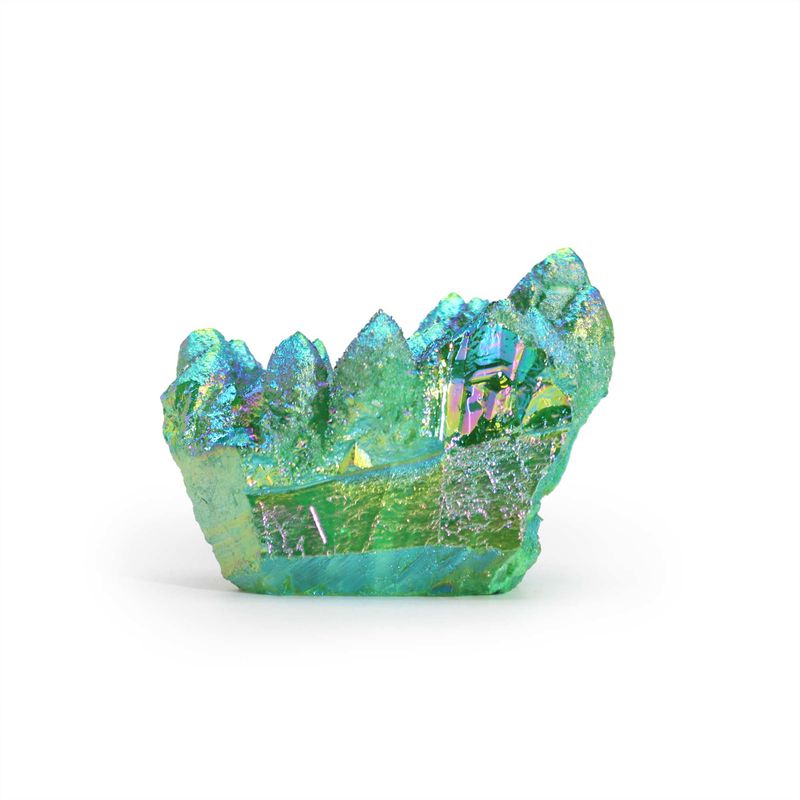 Quartz naturel amélioré de taille moyenne - Quartz flamme vert Aura (environ 100-150 g 7-10 cm)