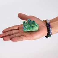 Quartz naturel amélioré de taille moyenne - Quartz flamme vert Aura (environ 100-150 g 7-10 cm)