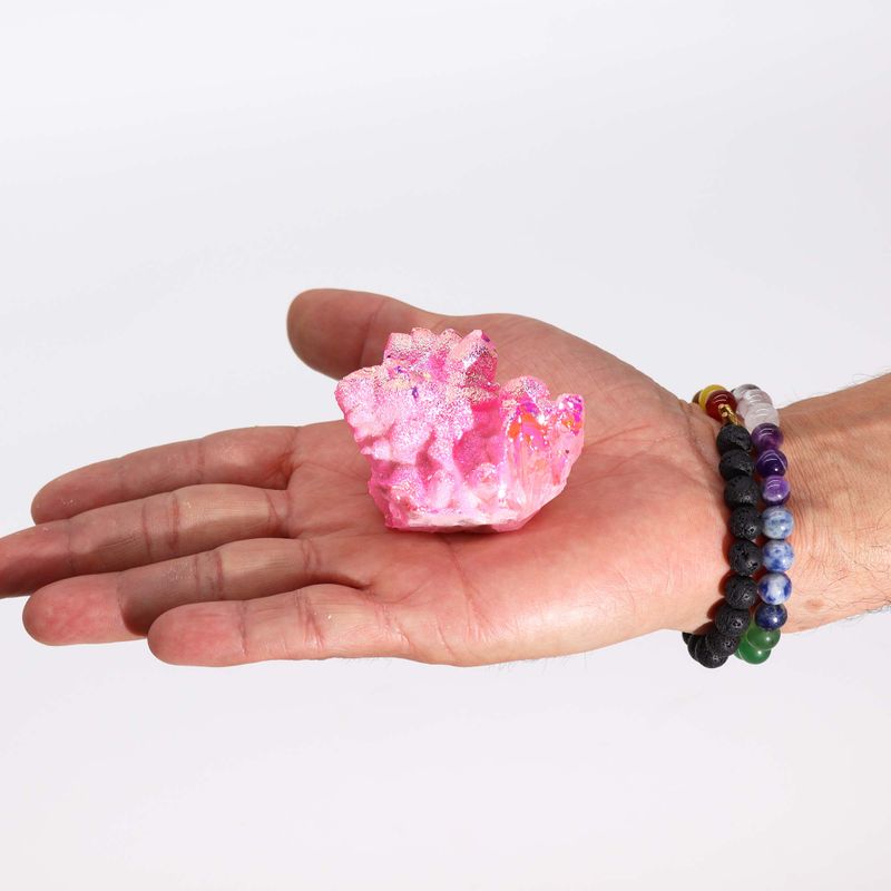 Quartz naturel amélioré de qualité moyenne - Quartz Aura Rose Halo (environ 100-150 g 7-10 cm)