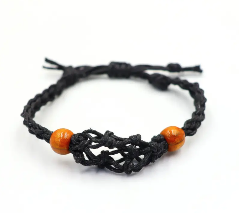Bracelet en cordon pour  pierres précieuses 20-28 cm/7,8-11 pouces - Noir