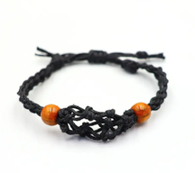 Bracelet en cordon pour  pierres précieuses 20-28 cm/7,8-11 pouces - Noir