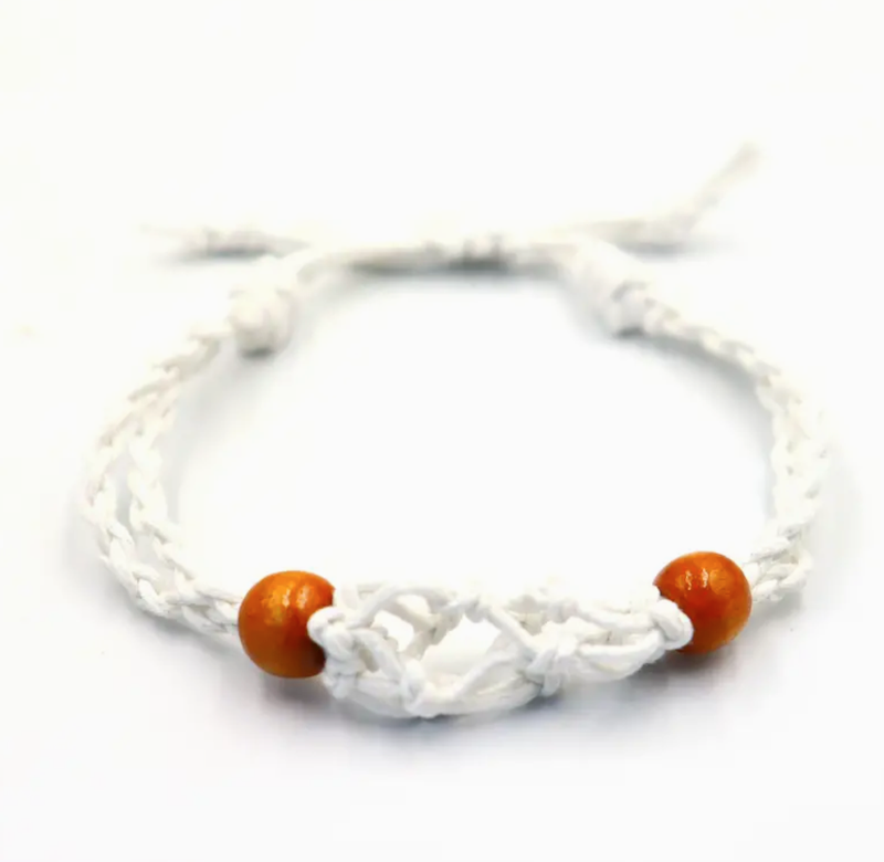 Bracelet en cordon pour pierres précieuses 20-28 cm/7,8-11 pouces - Blanc
