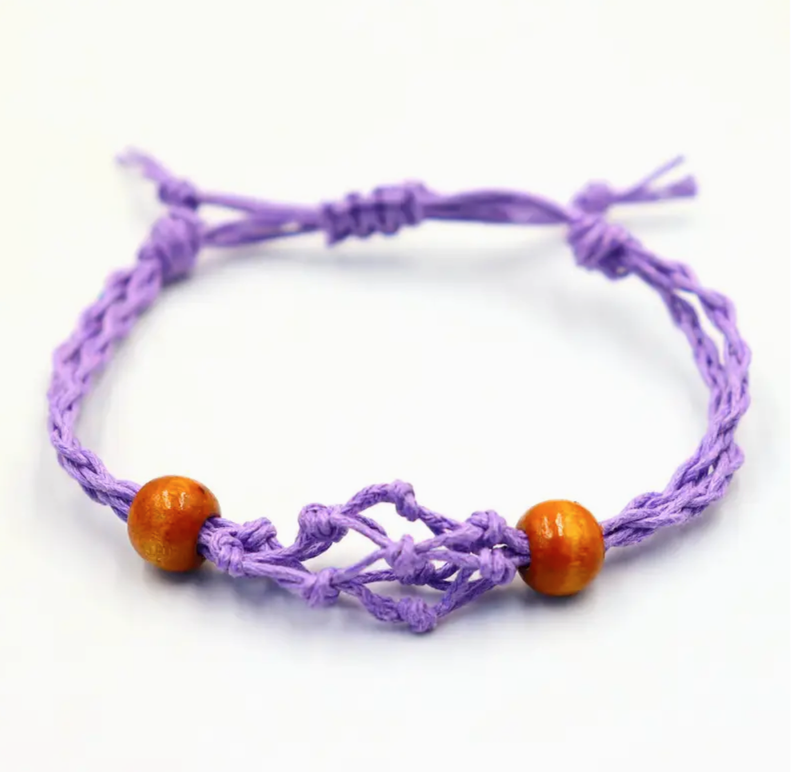 Bracelet en cordon pour  pierres précieuses 20-28 cm/7,8-11 pouces - Violet