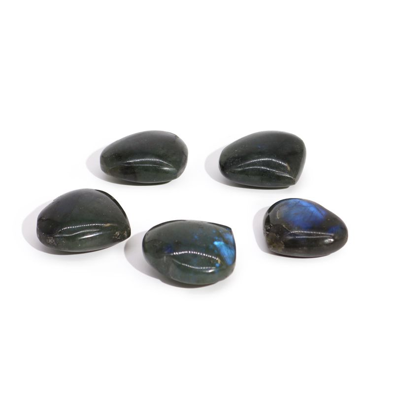 Pierres de cœur de labradorite de Madagascar (environ 17-31g  30-40 mm)