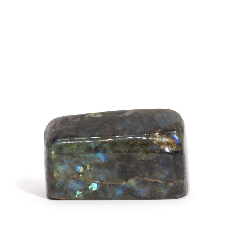 Pierres moyennes de labradorite de Madagascar (environ 250-370 g, 65-90 mm)