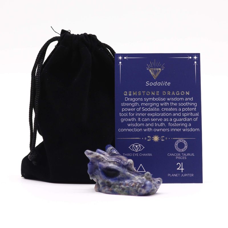 Pierre précieuse Petite tête de dragon - Sodalite 45x30x28mm