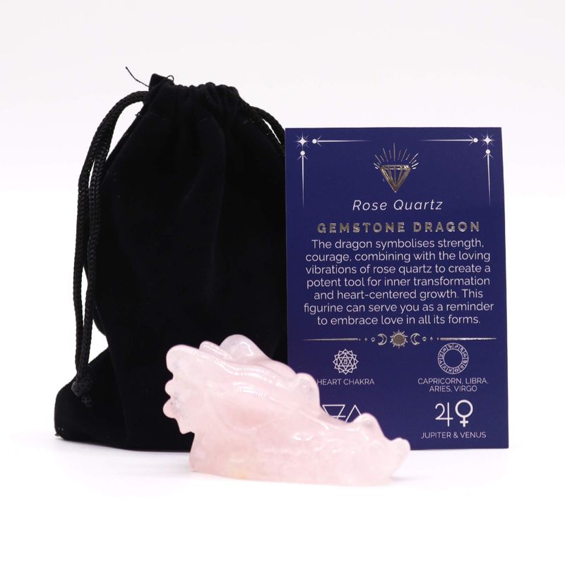 Pierre précieuse grande tête de dragon - quartz rose 60x30x35mm